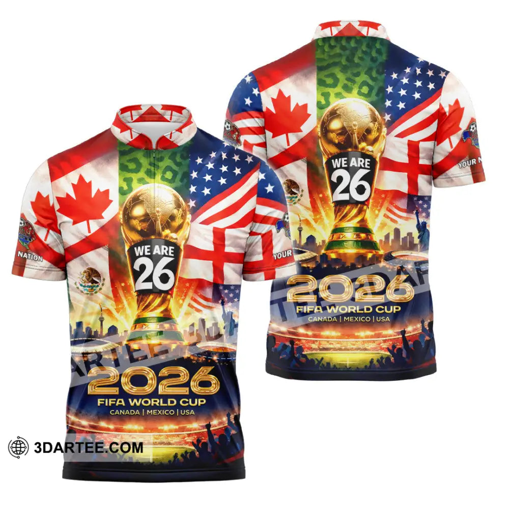 Unisex Shirt - Custom World Cup 2026 3D Shirt Zipper Polo Shirt / S T-shirt