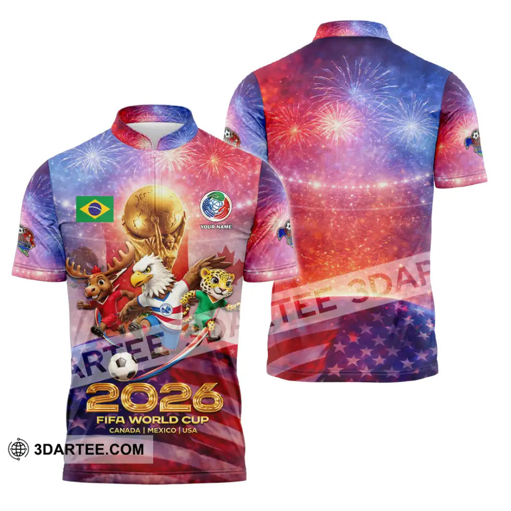 Unisex Shirt - Custom World Cup 2026 3D Shirt Zipper Polo Shirt / S T-shirt