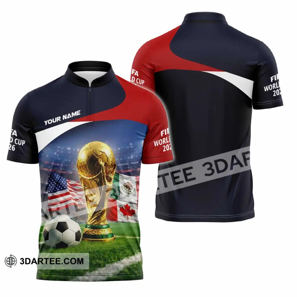 Unisex Shirt - Custom World Cup 2026 3D Shirt Zipper Polo Shirt / S T-shirt