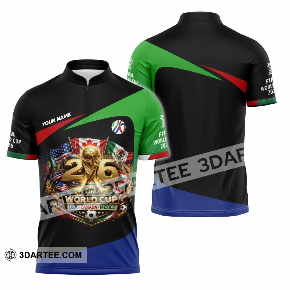Unisex Shirt - Custom World Cup 2026 3D Shirt Zipper Polo Shirt / S T-shirt