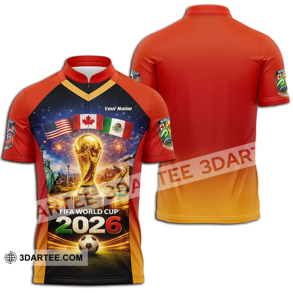 Unisex Shirt - Custom World Cup 2026 3D Shirt Zipper Polo Shirt / S T-shirt