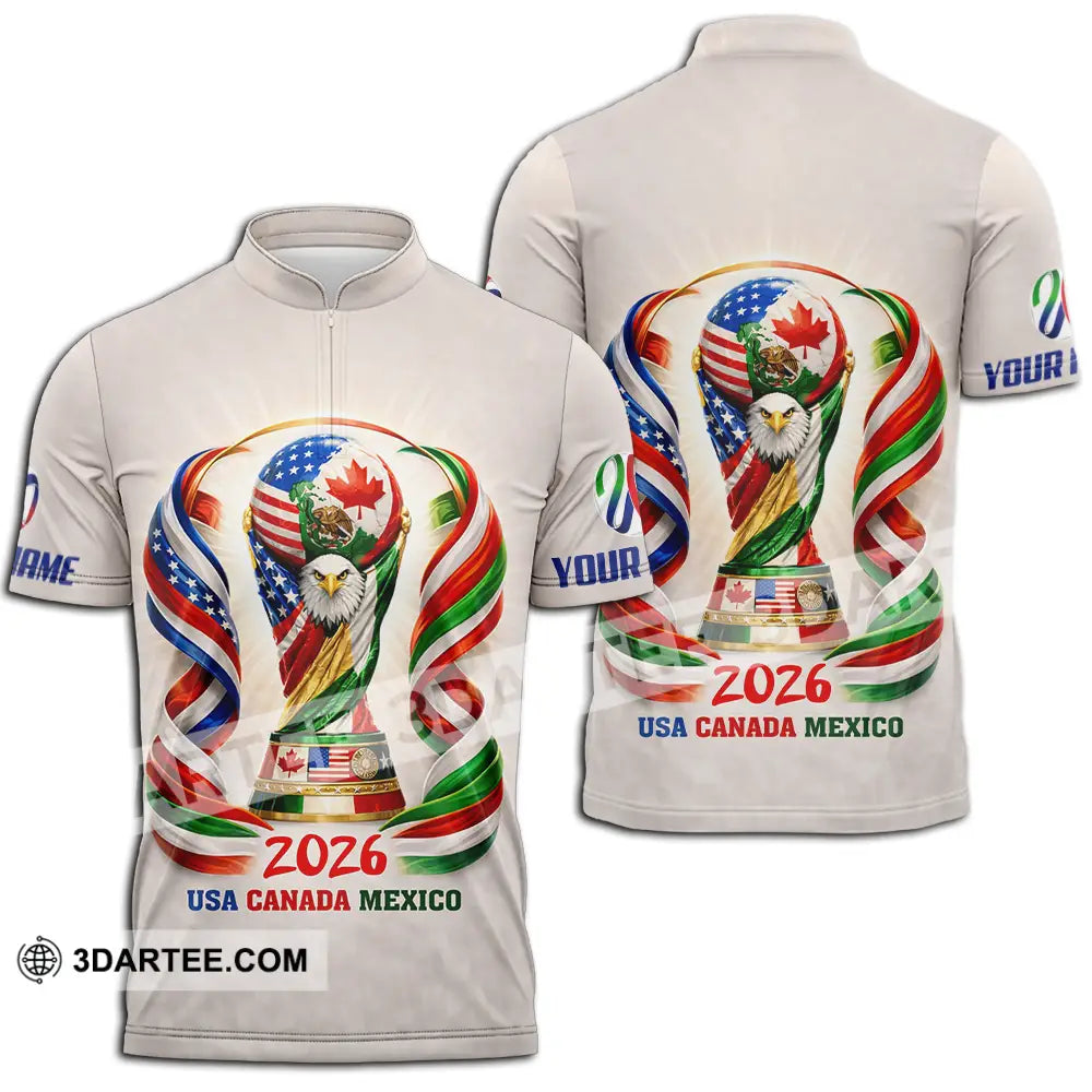 Unisex Shirt - Custom World Cup 2026 3D Shirt Zipper Polo Shirt / S T-shirt