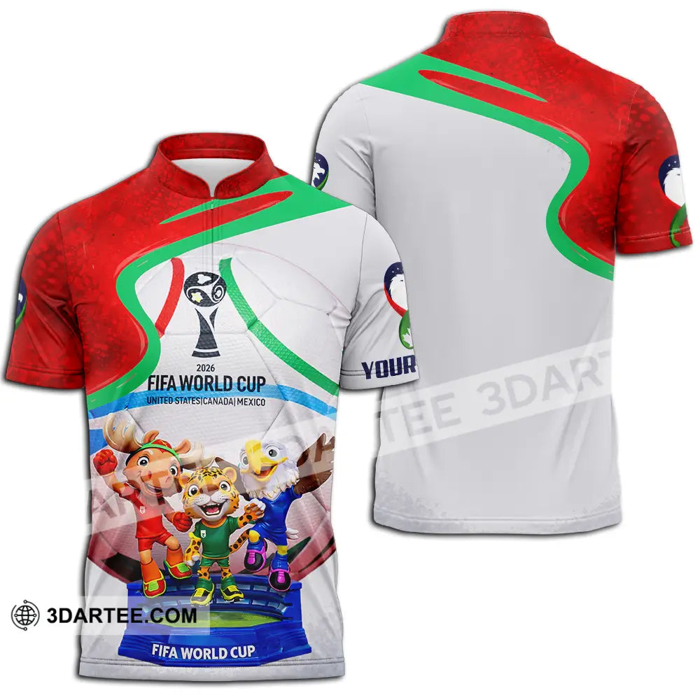 Unisex Shirt - Custom World Cup 2026 3D Shirt Zipper Polo Shirt / S T-shirt