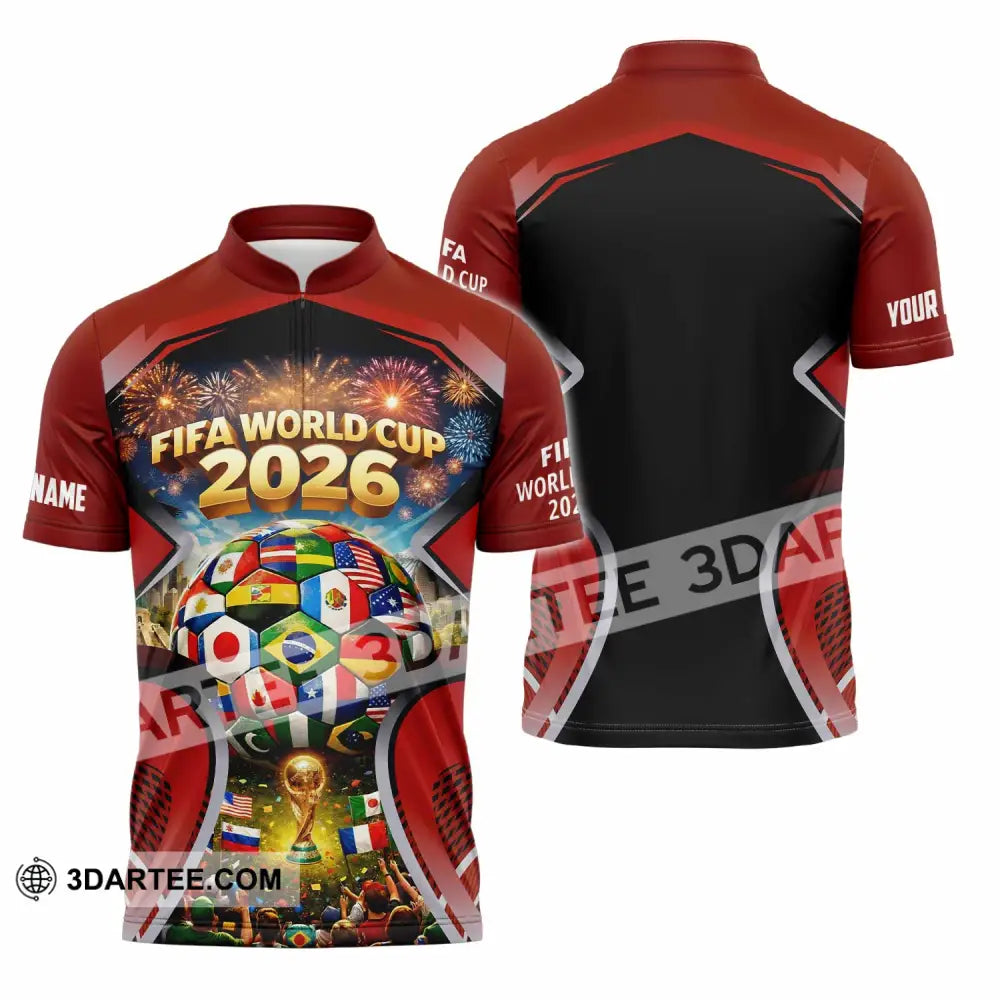 Unisex Shirt - Custom World Cup 2026 3D Shirt Zipper Polo Shirt / S T-shirt