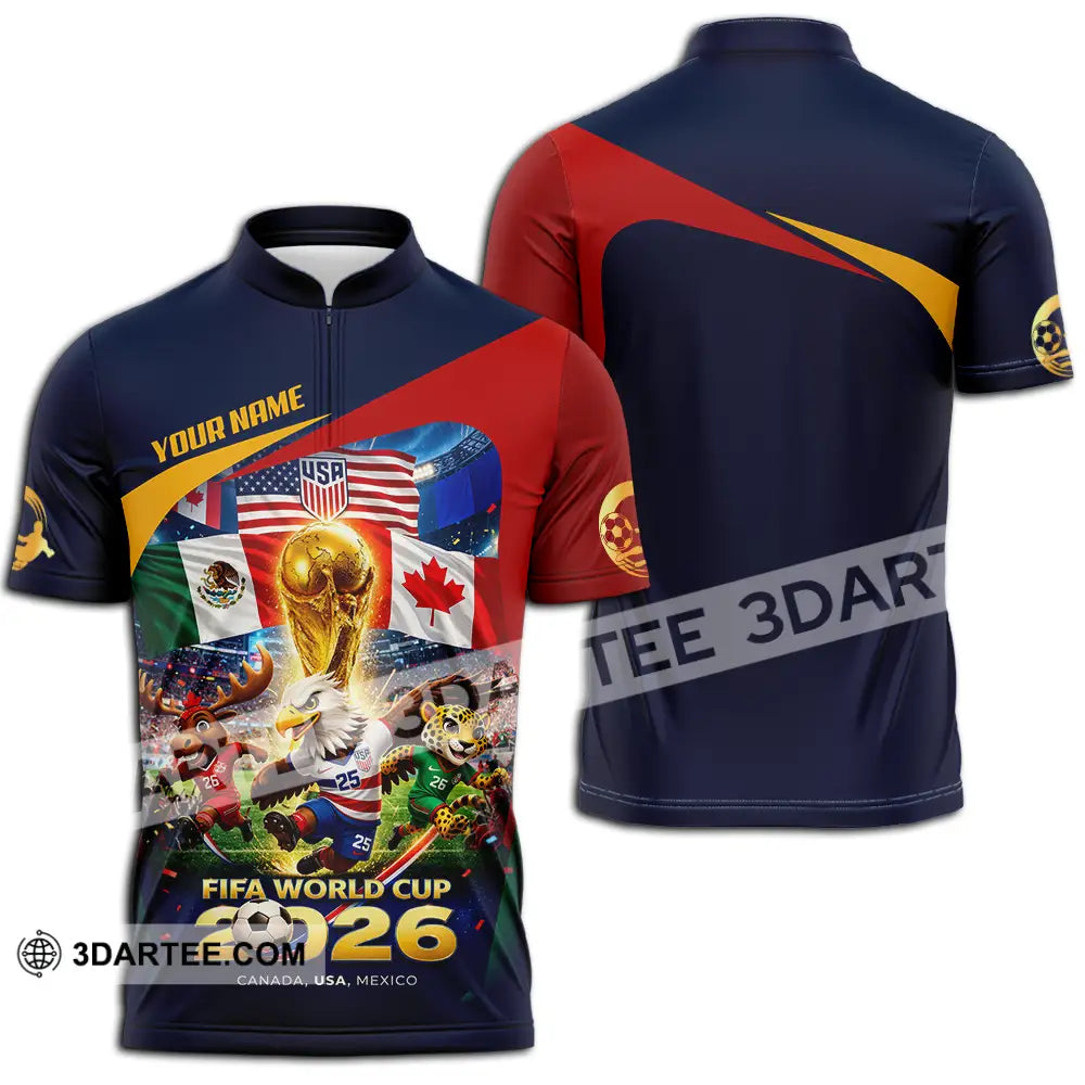 Unisex Shirt - Custom World Cup 2026 3D Shirt Zipper Polo Shirt / S T-shirt