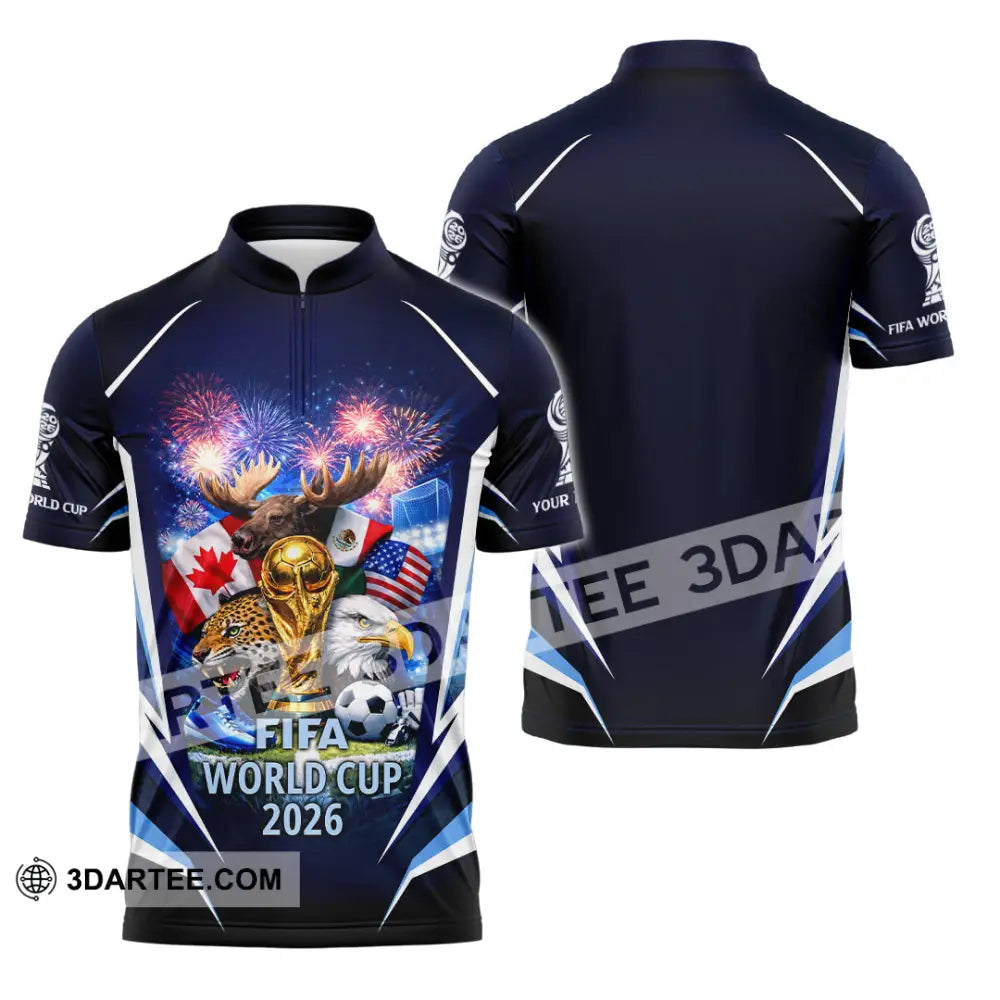 Unisex Shirt - Custom World Cup 2026 3D Shirt Zipper Polo Shirt / S T-shirt