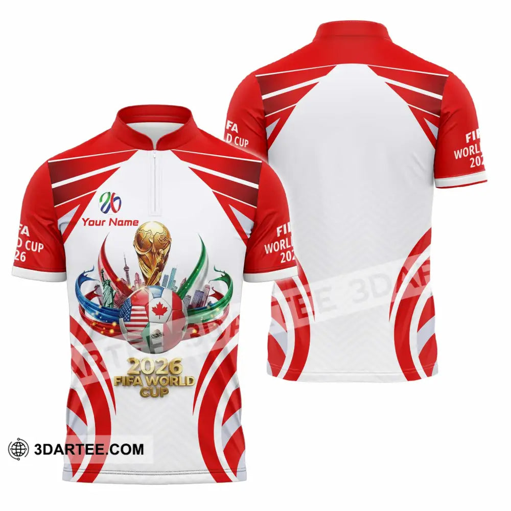 Unisex Shirt - Custom World Cup 2026 3D Shirt Zipper Polo Shirt / S T-shirt