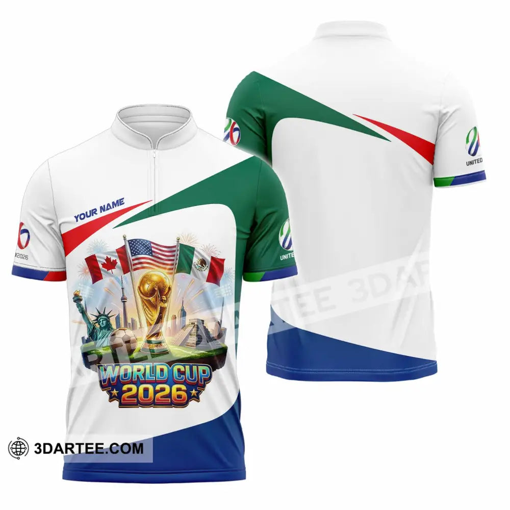 Unisex Shirt - Custom World Cup 2026 3D Shirt Zipper Polo Shirt / S T-shirt