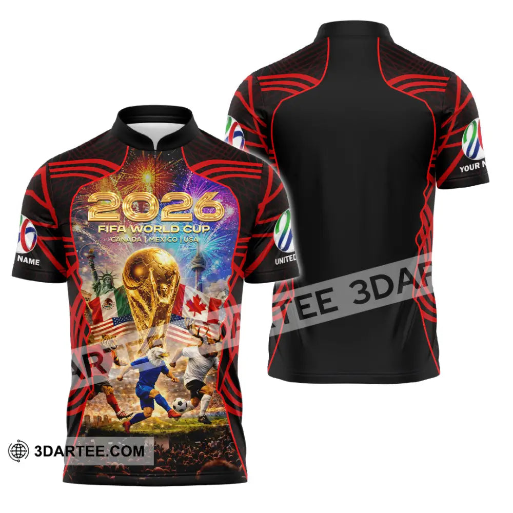 Unisex Shirt - Custom World Cup 2026 3D Shirt Zipper Polo Shirt / S T-shirt