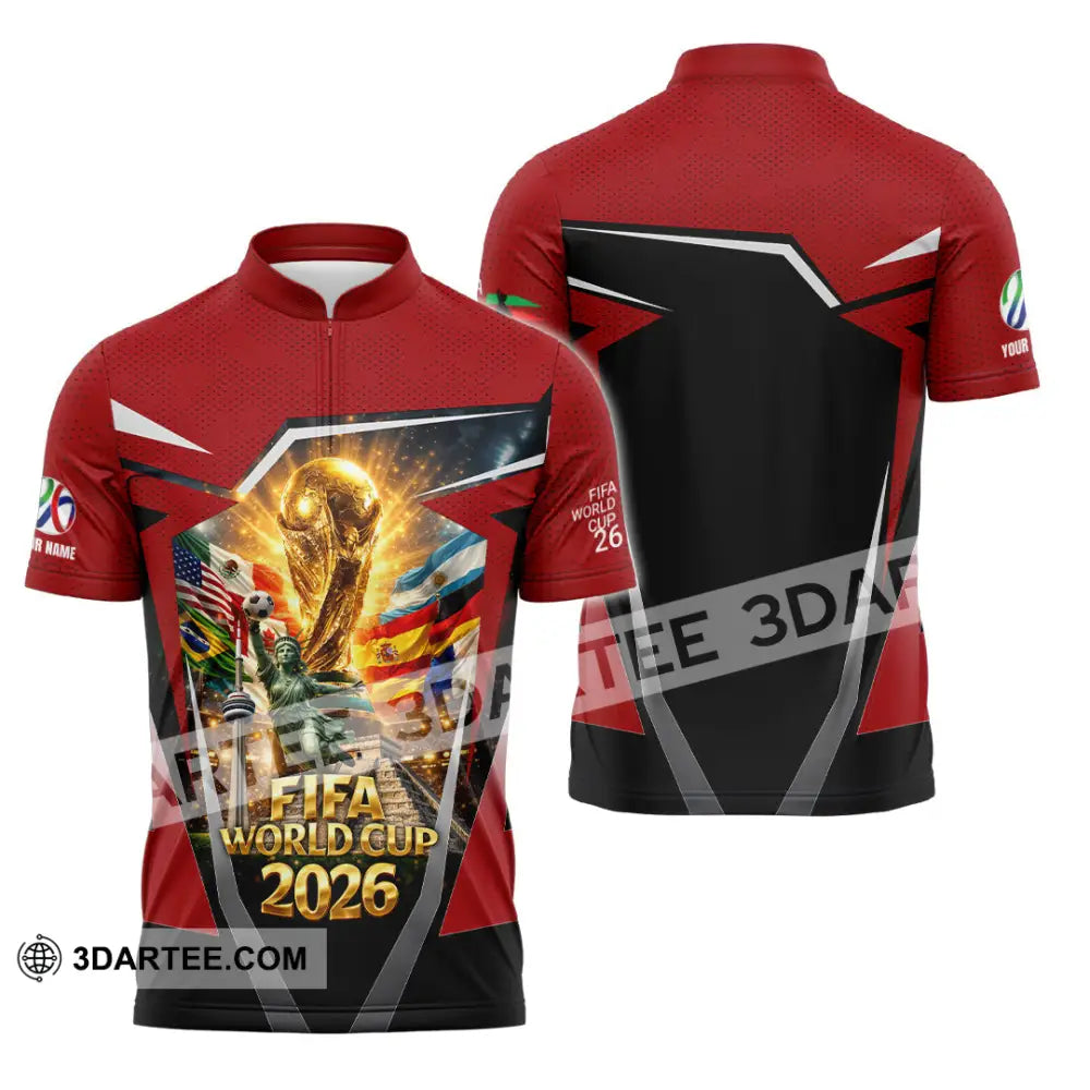 Unisex Shirt - Custom World Cup 2026 3D Shirt Zipper Polo Shirt / S T-shirt