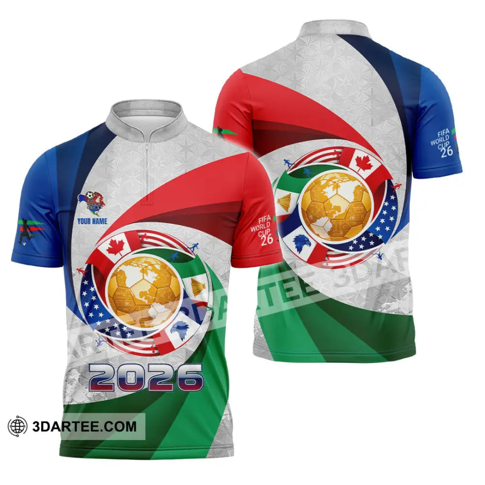 Unisex Shirt - Custom World Cup 2026 3D Shirt Zipper Polo Shirt / S T-shirt
