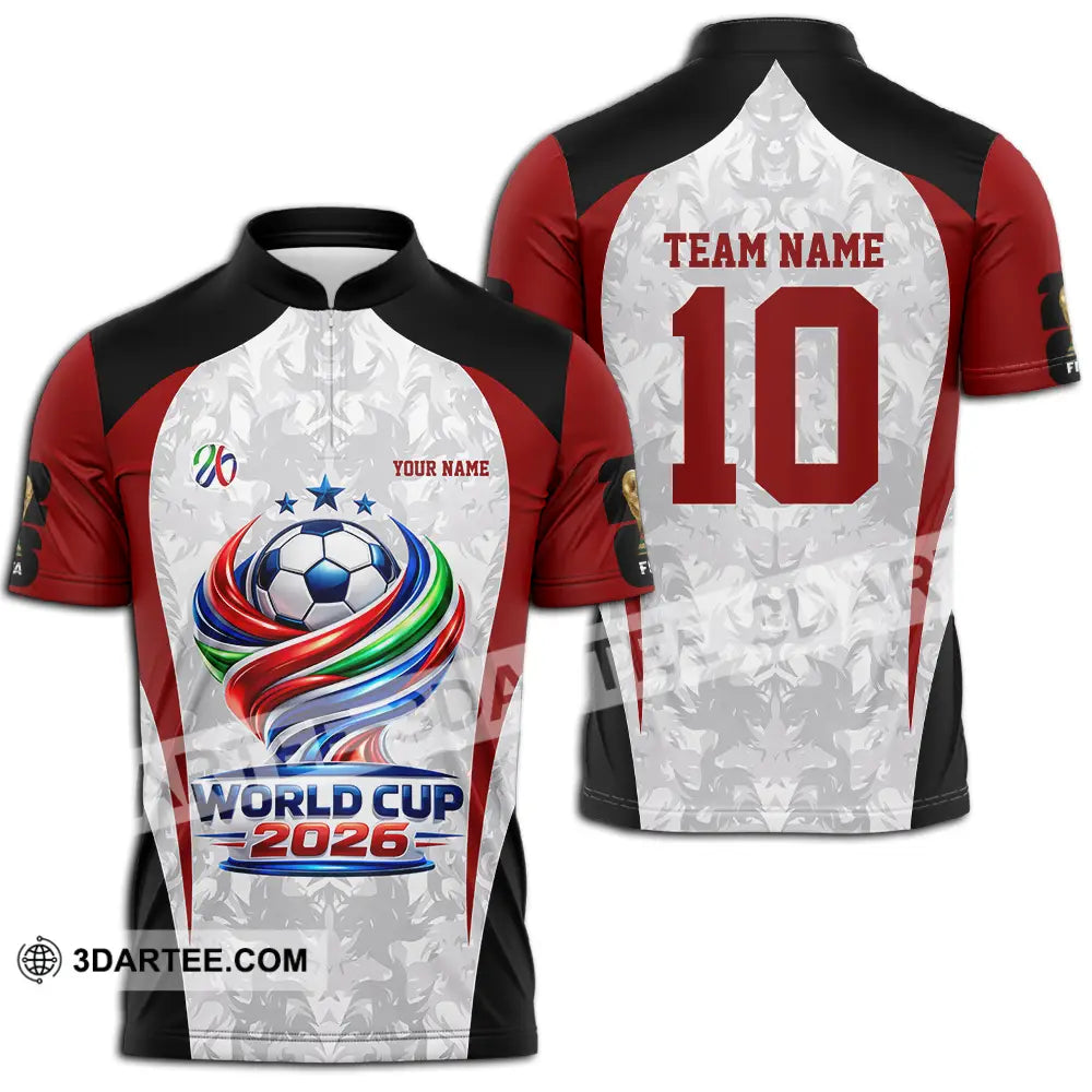 Unisex Shirt - Custom World Cup 2026 3D Shirt Zipper Polo Shirt / S T-shirt