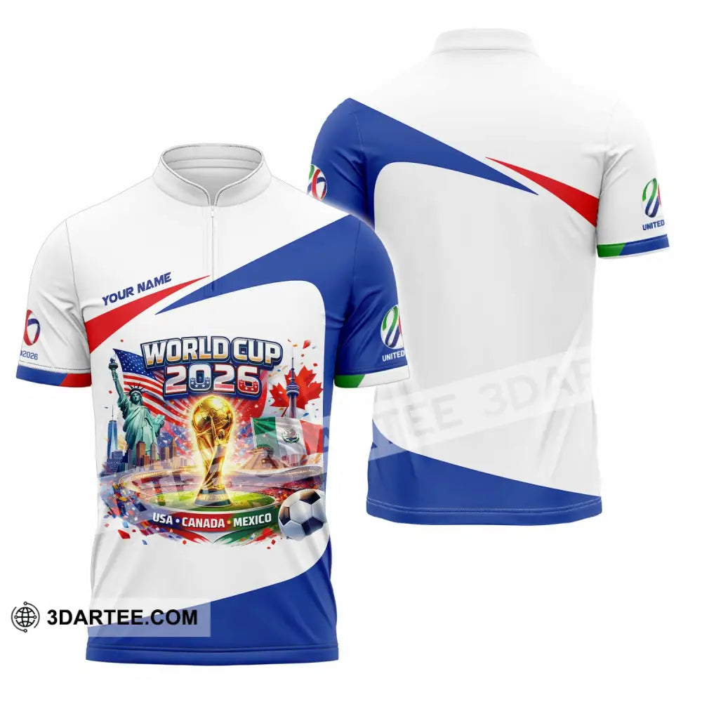Unisex Shirt - Custom World Cup 2026 3D Shirt Zipper Polo Shirt / S T-shirt