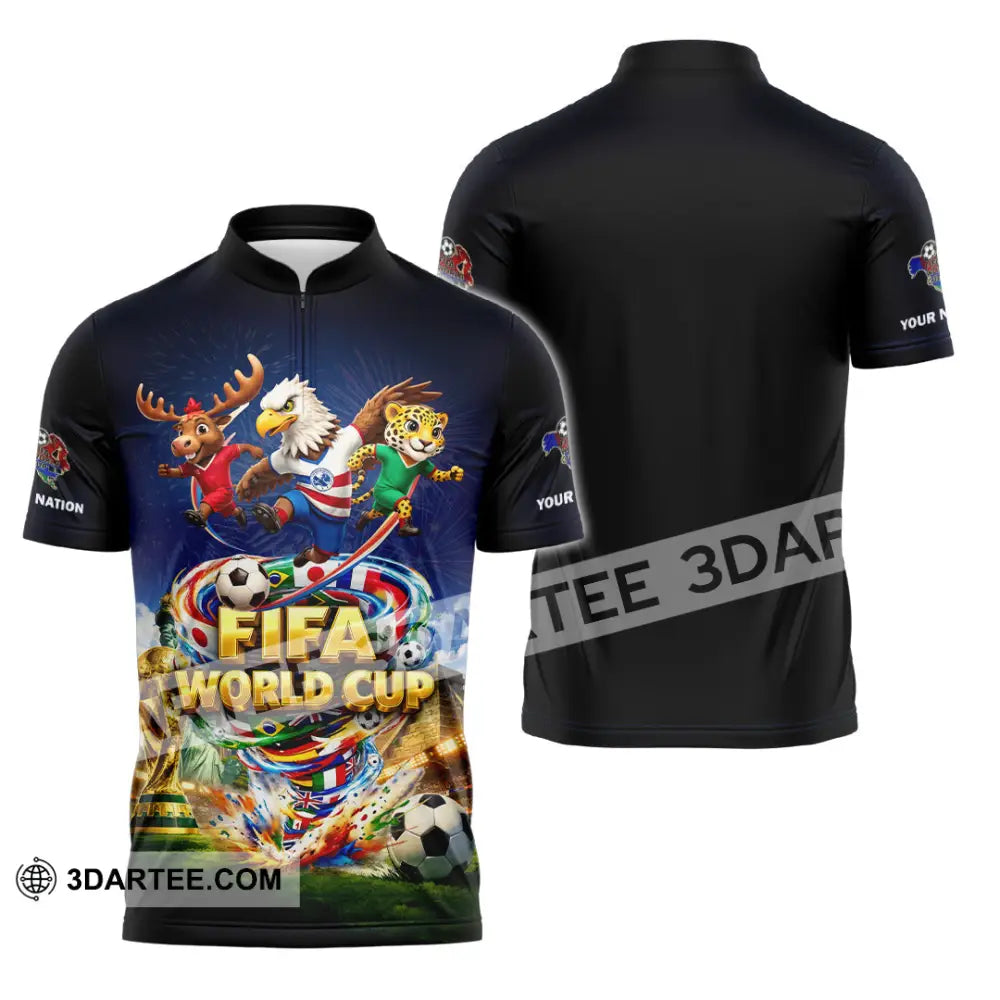 Unisex Shirt - Custom World Cup 2026 3D Shirt Zipper Polo Shirt / S T-shirt
