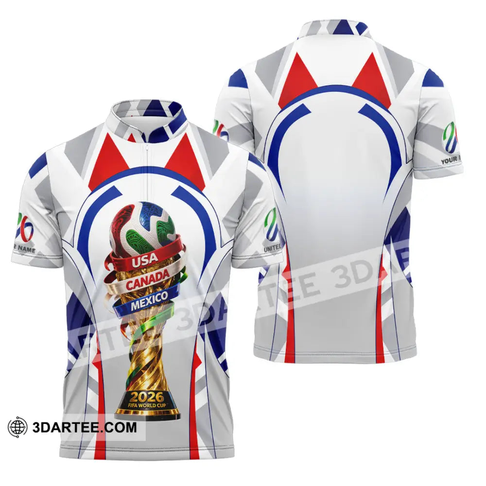 Unisex Shirt - Custom World Cup 2026 3D Shirt Zipper Polo Shirt / S T-shirt