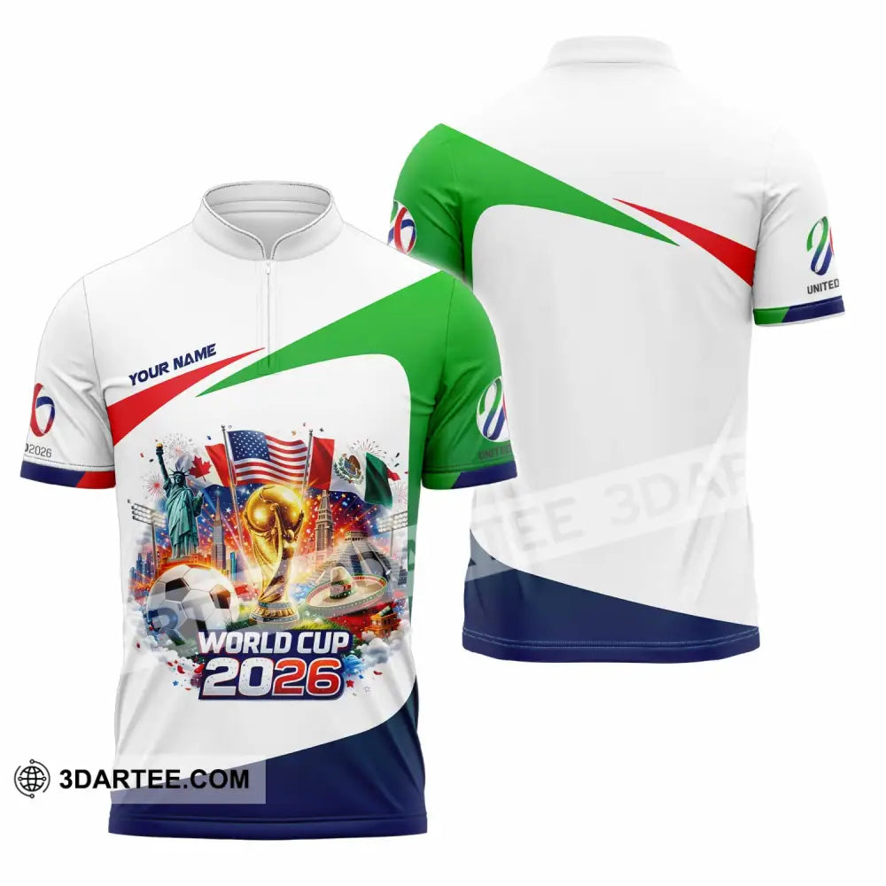 Unisex Shirt - Custom World Cup 2026 3D Shirt Zipper Polo Shirt / S T-shirt