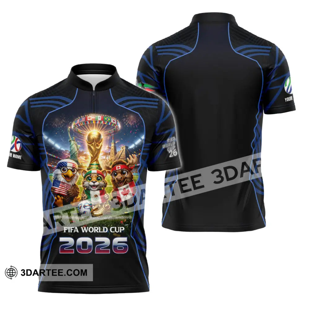 Unisex Shirt - Custom World Cup 2026 3D Shirt Zipper Polo Shirt / S T-shirt