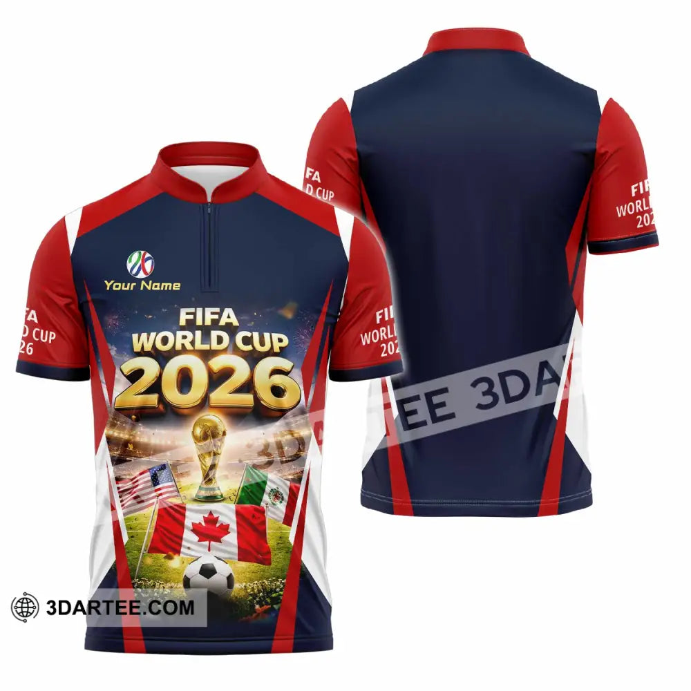 Unisex Shirt - Custom World Cup 2026 3D Shirt Zipper Polo Shirt / S T-shirt