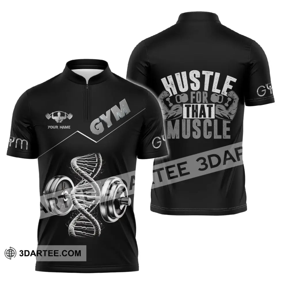 Unisex Shirt - Custom ADN Gym Lover Shirt Zipper Polo Shirt / S T-shirt