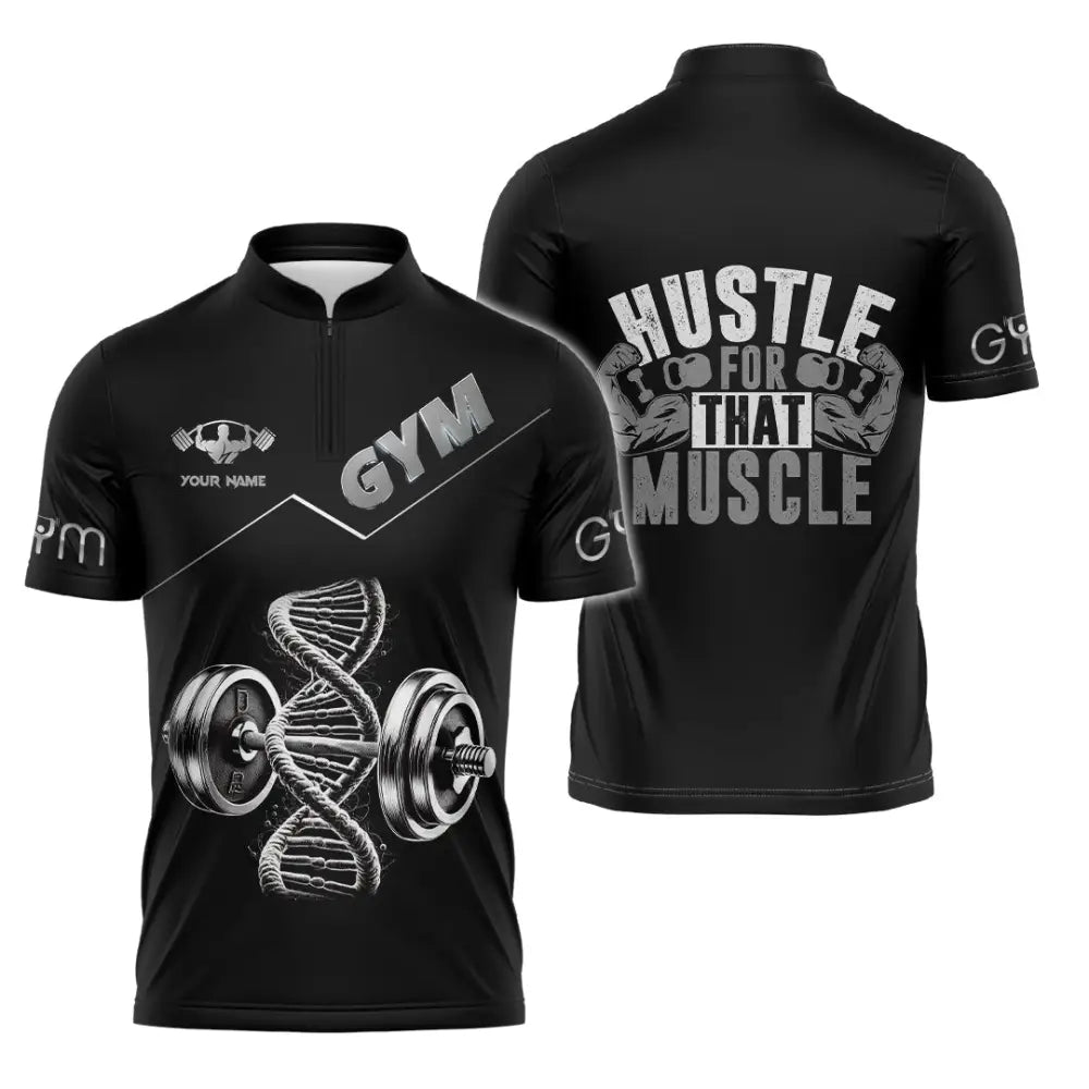 Unisex Shirt - Custom ADN Gym Lover Shirt Zipper Polo Shirt / S T-shirt