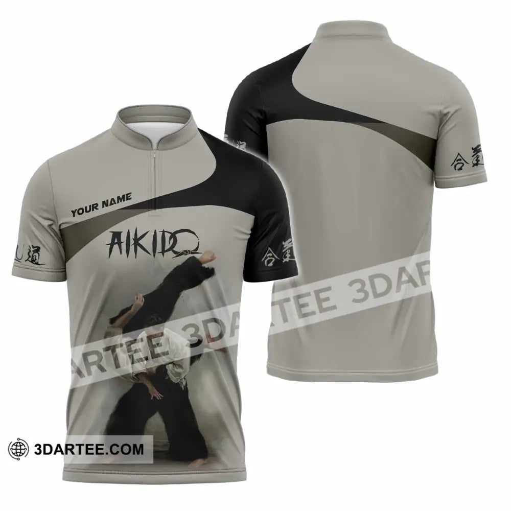 Unisex Shirt - Custom Aikido 3D Shirt Zipper Polo Shirt / S T-shirt