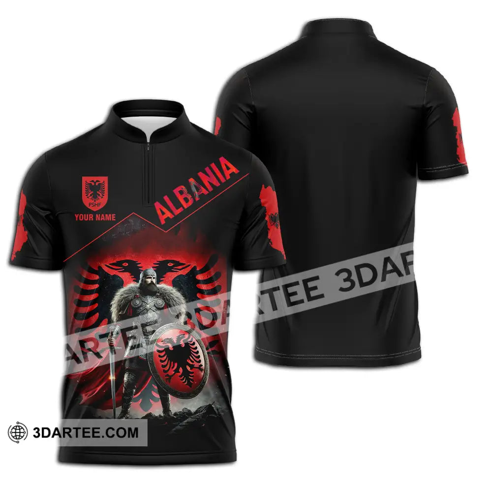 Unisex Shirt - Custom Albania Warrior Shirt - Zipper Polo Shirt / S - T-shirt