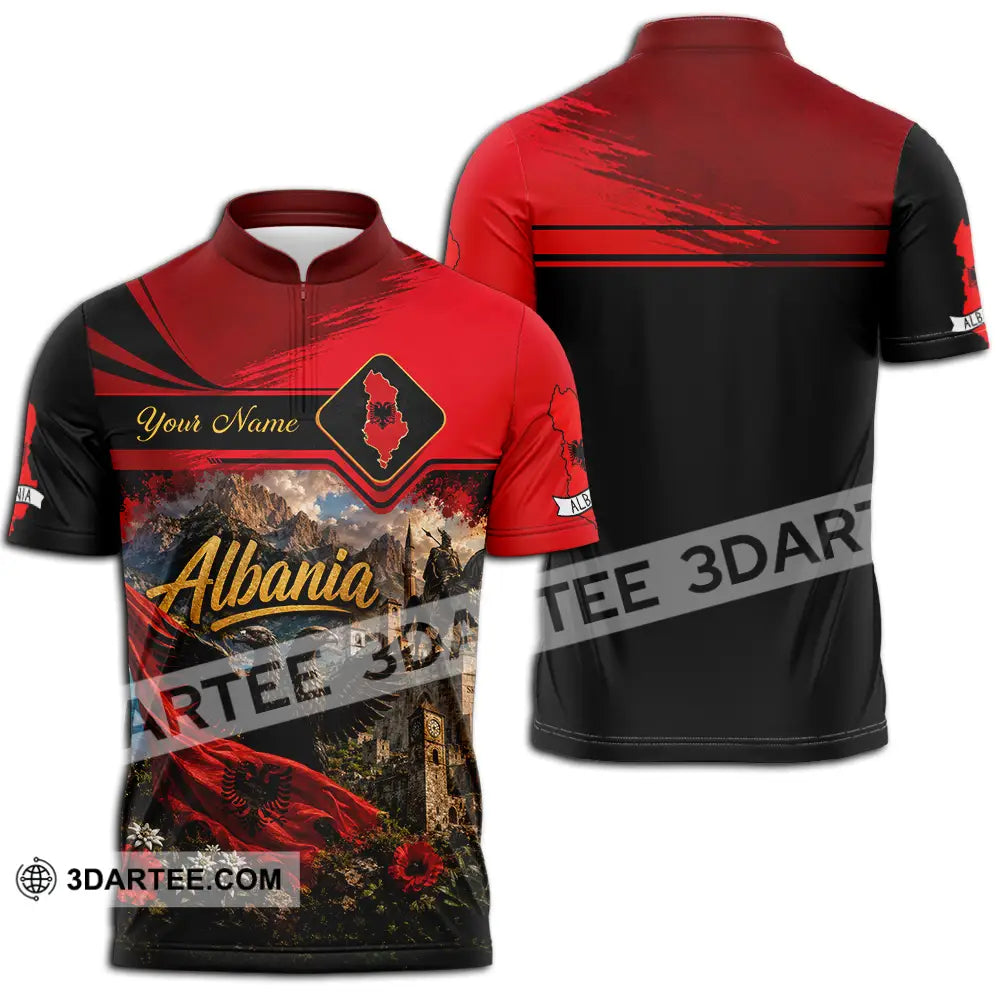 Unisex Shirt - Custom Albania Shirt - Zipper Polo Shirt / S - T-shirt