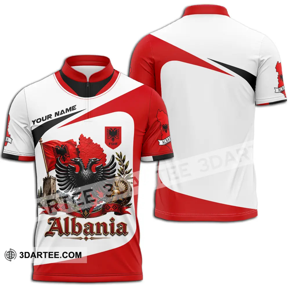 Unisex Shirt - Custom Albania Shirt - Zipper Polo Shirt / S - T-shirt