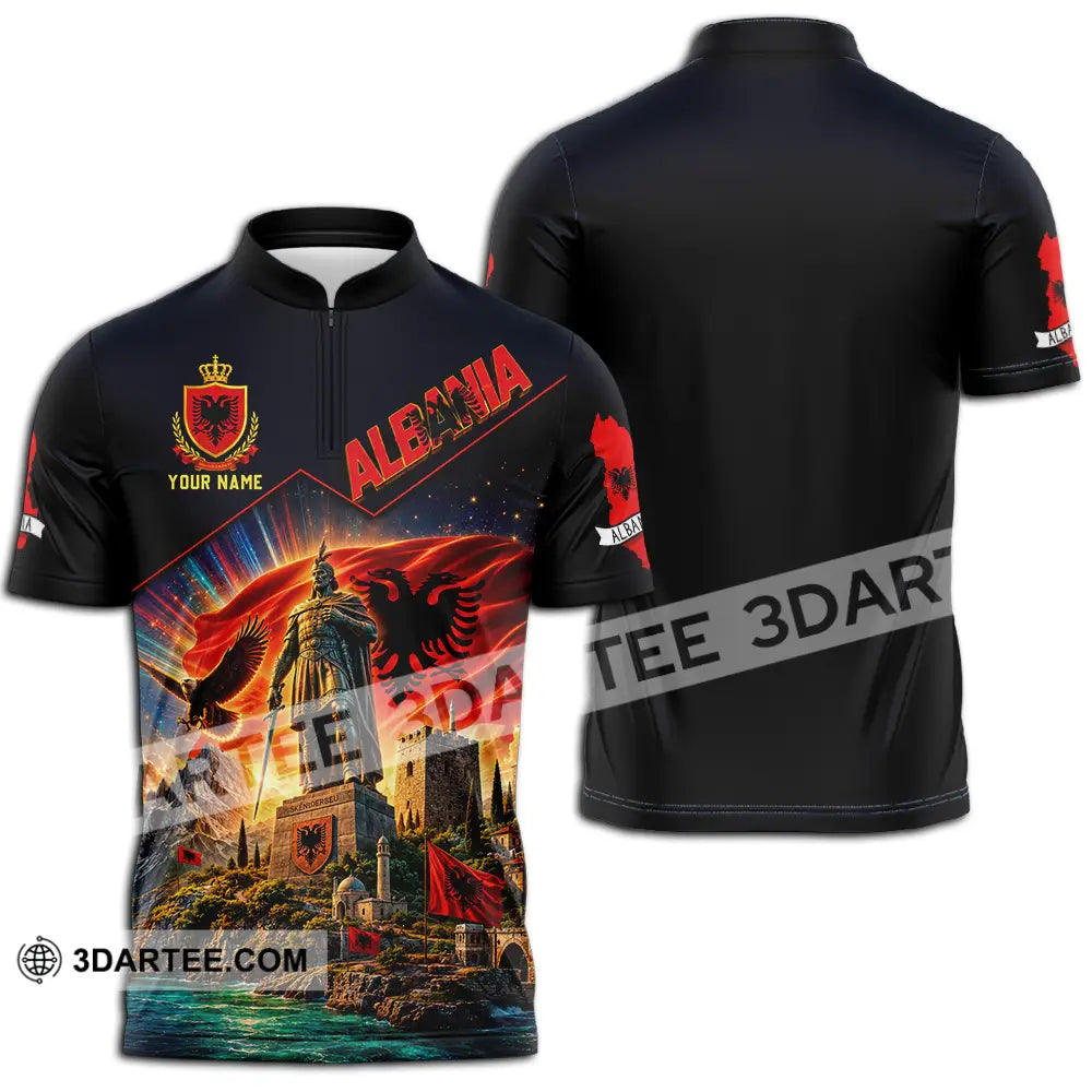 Unisex Shirt - Custom Albania Shirt - Zipper Polo Shirt / S - T-shirt