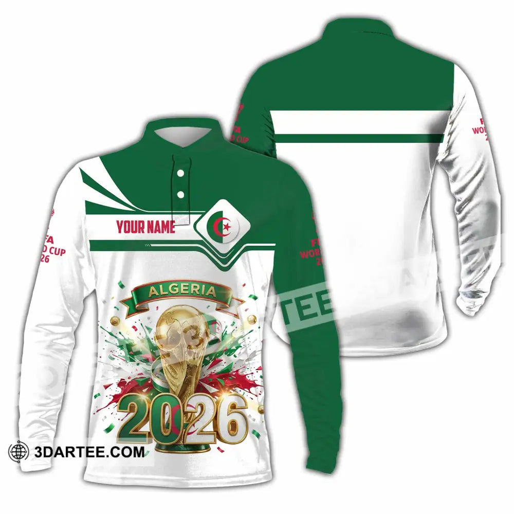 Unisex Shirt - Custom Algeria World Cup 2026 3D Shirt - Long Sleeve Polo / S - T-shirt