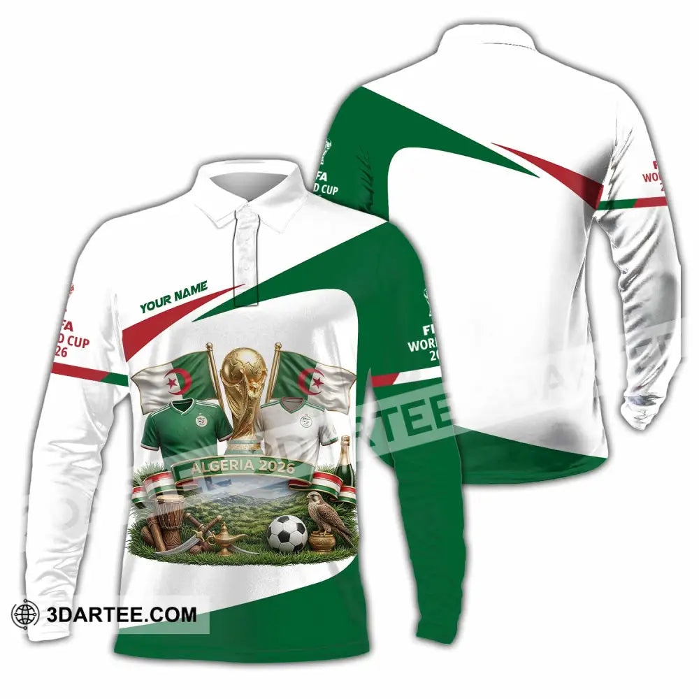 Unisex Shirt - Custom Algeria World Cup 2026 3D Shirt - Long Sleeve Polo / S - T-shirt