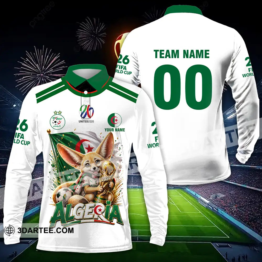 Unisex Shirt - Custom Algeria World Cup 2026 3D Shirt - Long Sleeve Polo / S - T-shirt