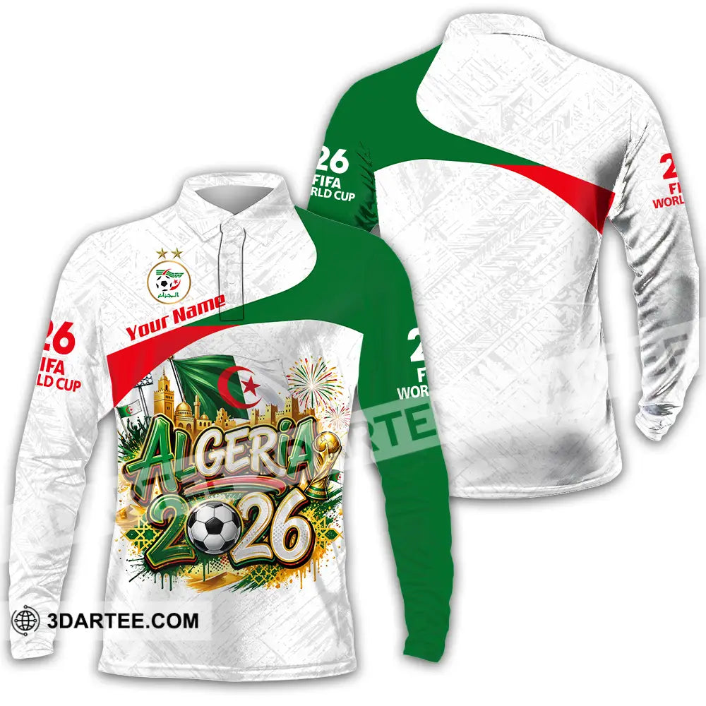 Unisex Shirt - Custom Algeria World Cup 2026 3D Shirt - Long Sleeve Polo / S - T-shirt