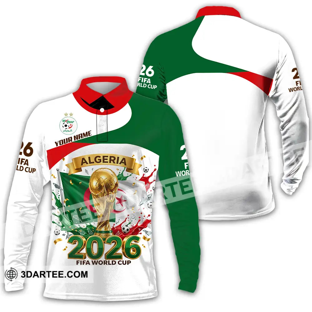 Unisex Shirt - Custom Algeria World Cup 2026 3D Shirt - Long Sleeve Polo / S - T-shirt