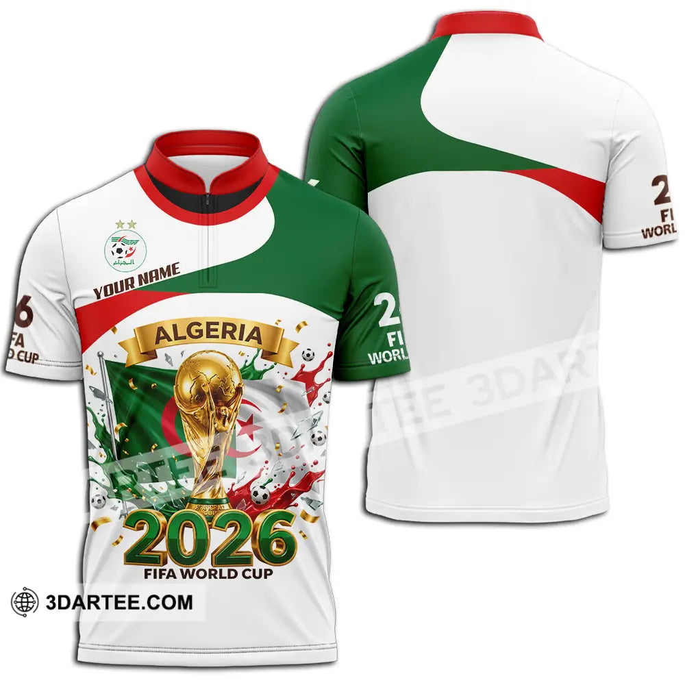 Unisex Shirt - Custom Algeria World Cup 2026 3D Shirt - Zipper Polo Shirt / S - T-shirt