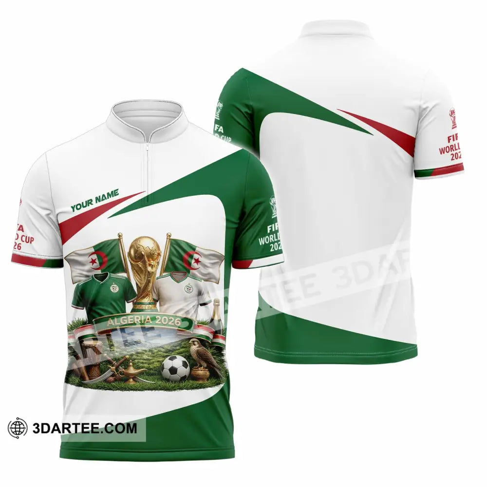 Unisex Shirt - Custom Algeria World Cup 2026 3D Shirt - Zipper Polo Shirt / S - T-shirt