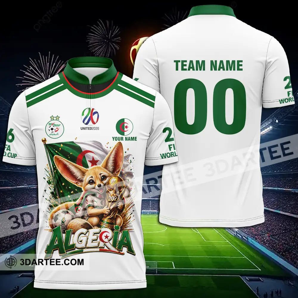 Unisex Shirt - Custom Algeria World Cup 2026 3D Shirt - Zipper Polo Shirt / S - T-shirt