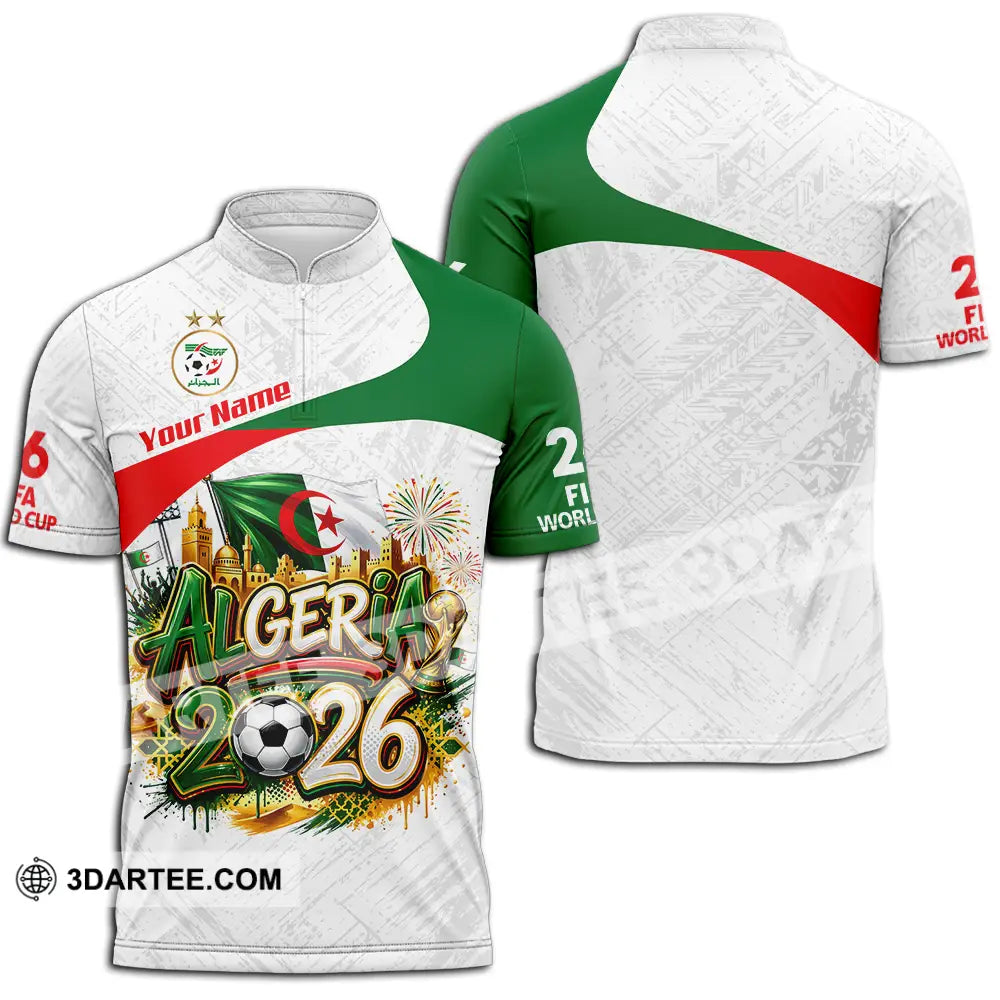 Unisex Shirt - Custom Algeria World Cup 2026 3D Shirt - Zipper Polo Shirt / S - T-shirt