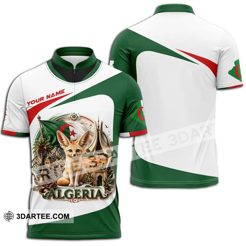 Unisex Shirt - Custom Algeria Shirt - Zipper Polo Shirt / S - T-shirt