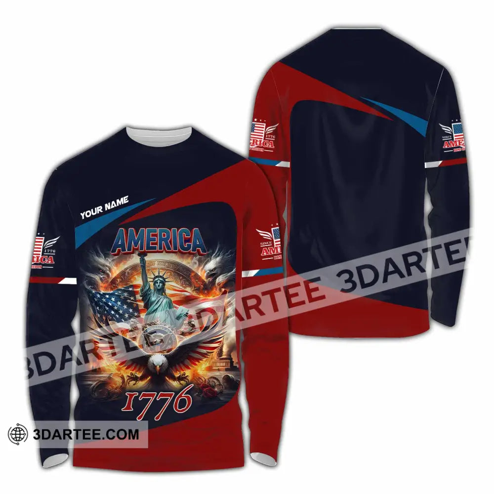 Unisex Shirt - Custom America 1776 Shirt Long Sleeve Shirt / S T-shirt