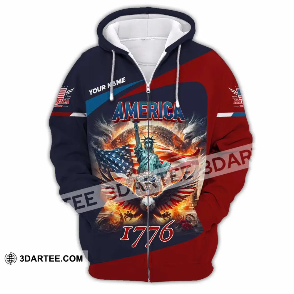Unisex Shirt - Custom America 1776 Shirt Zipper Hoodie / S T-shirt
