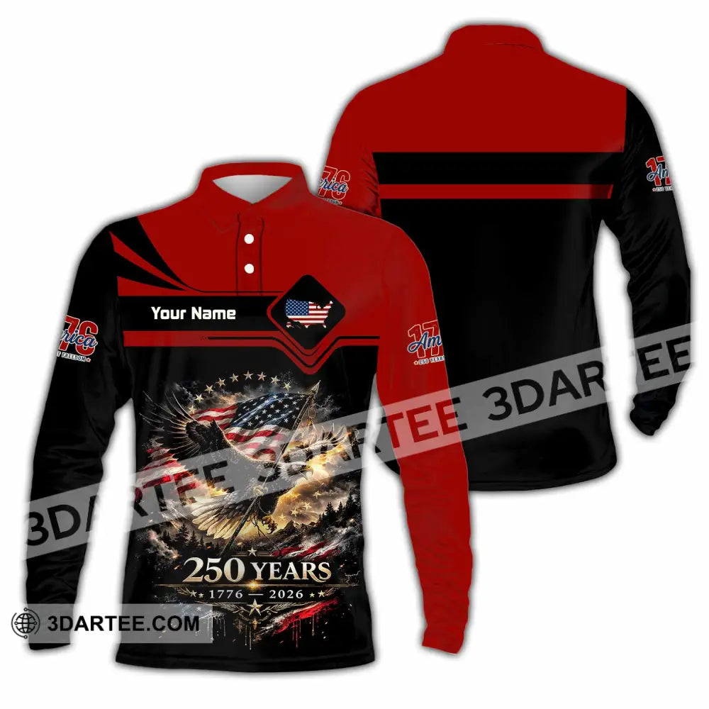 Unisex Shirt - Custom America 250 Years Shirt - Long Sleeve Polo / S - T-shirt