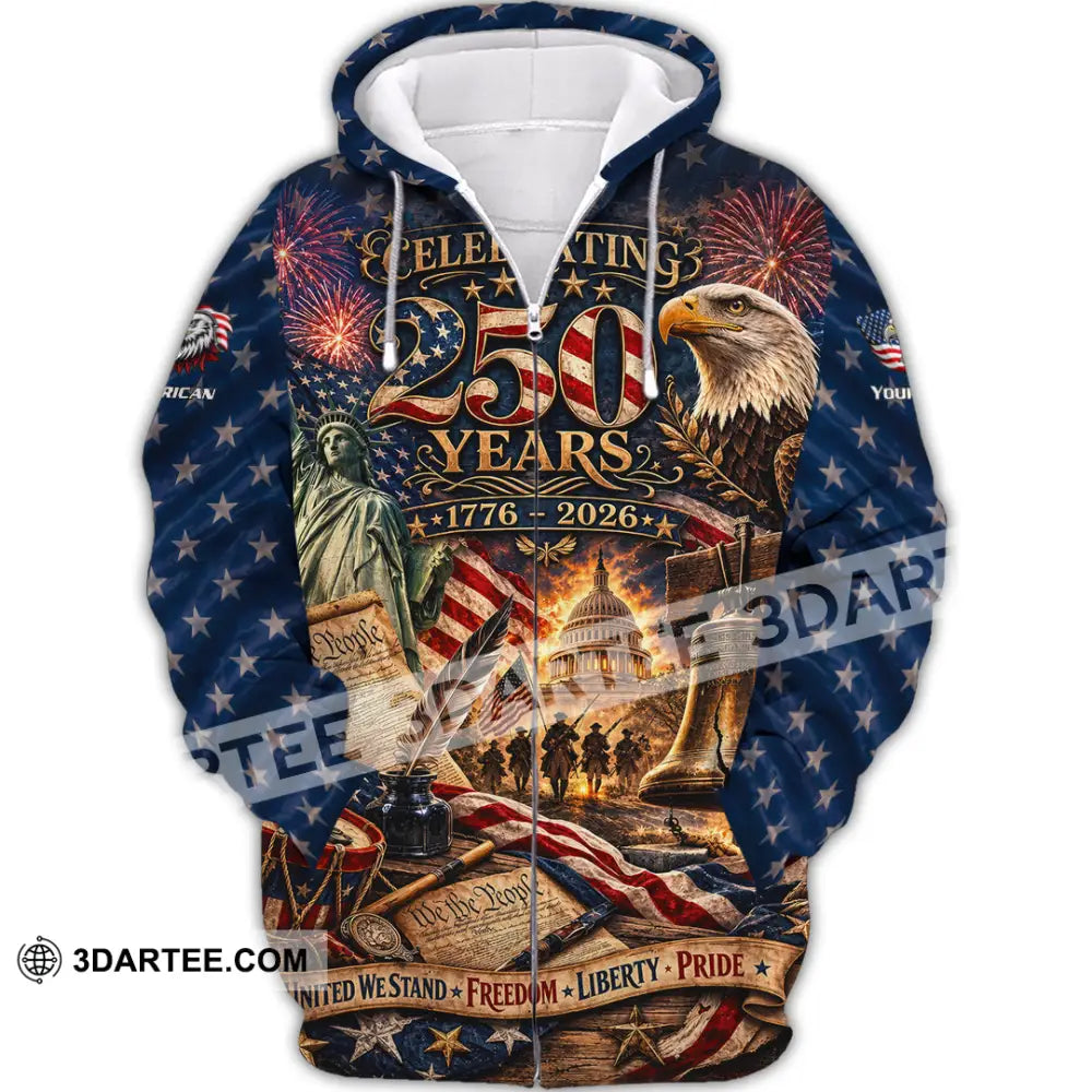 Unisex Shirt - Custom America 250 Years Shirt - Zipper Hoodie / S - T-shirt