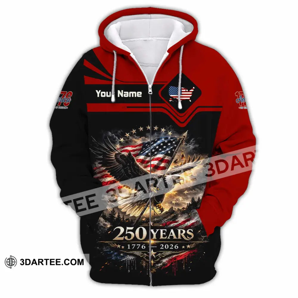 Unisex Shirt - Custom America 250 Years Shirt - Zipper Hoodie / S - T-shirt