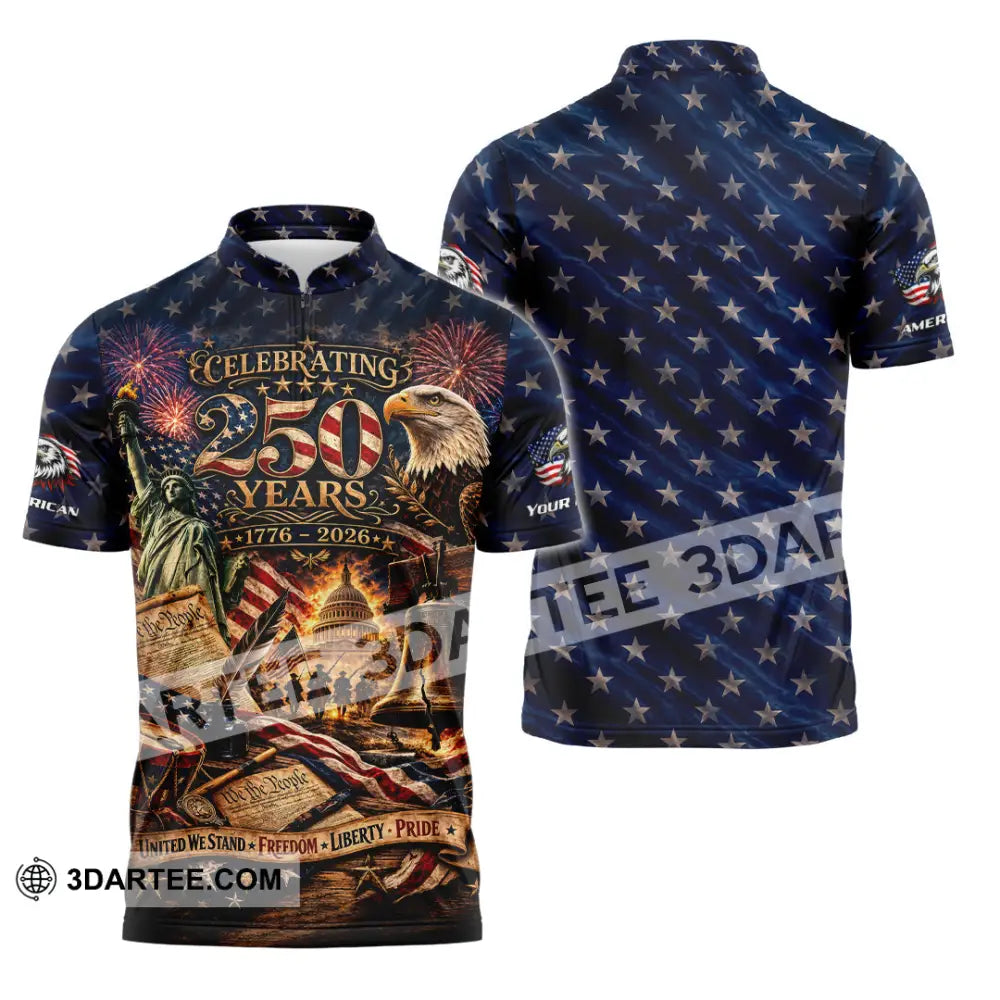 Unisex Shirt - Custom America 250 Years Shirt - Zipper Polo Shirt / S - T-shirt