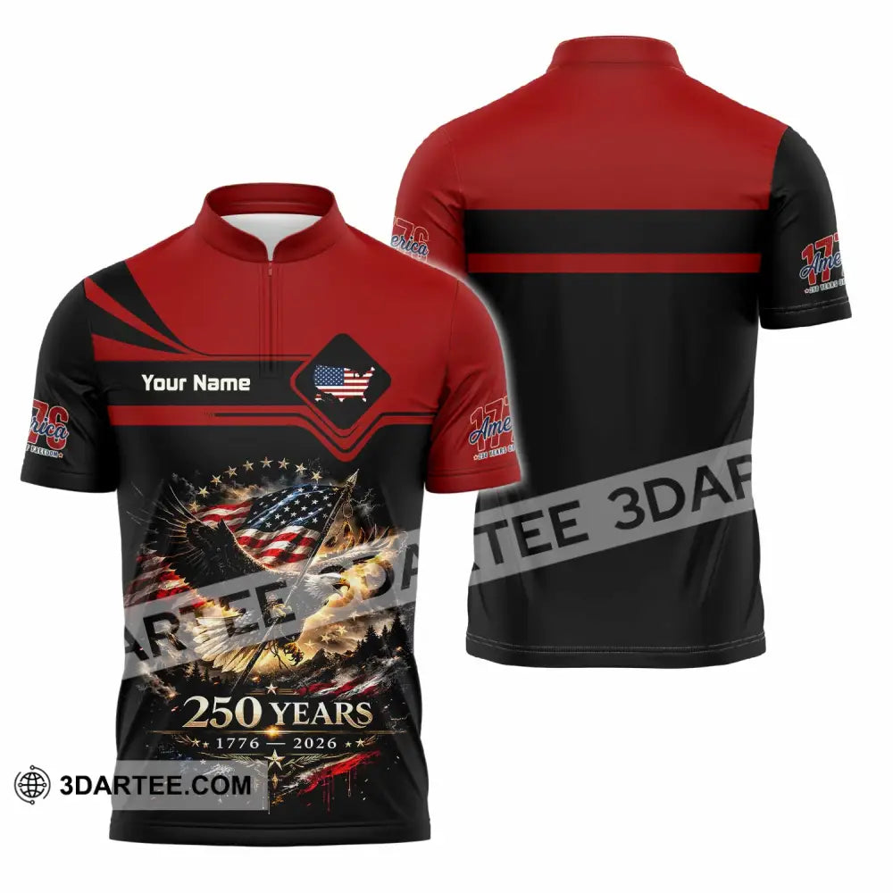 Unisex Shirt - Custom America 250 Years Shirt - Zipper Polo Shirt / S - T-shirt