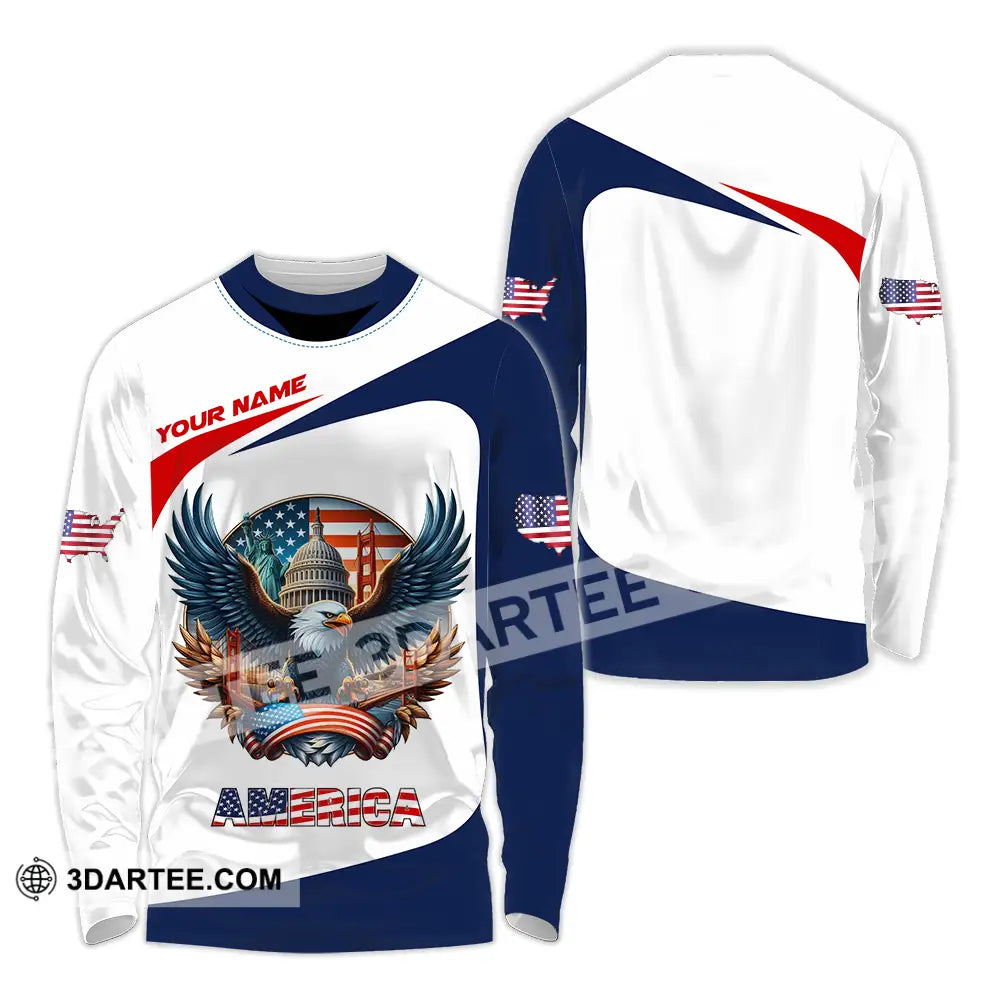 Unisex Shirt - Custom America 3D Shirt - Long Sleeve Shirt / S - T-shirt