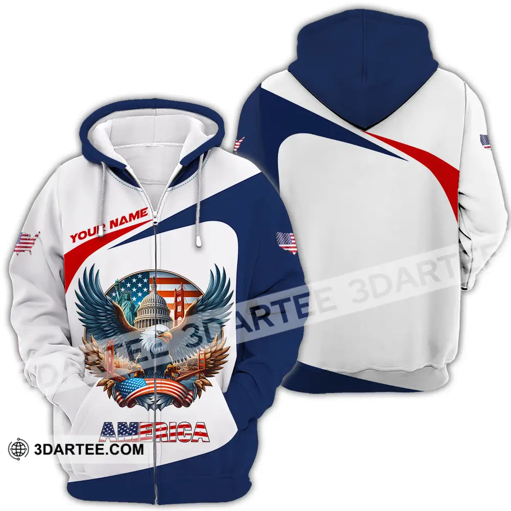 Unisex Shirt - Custom America 3D Shirt - Zipper Hoodie / S - T-shirt