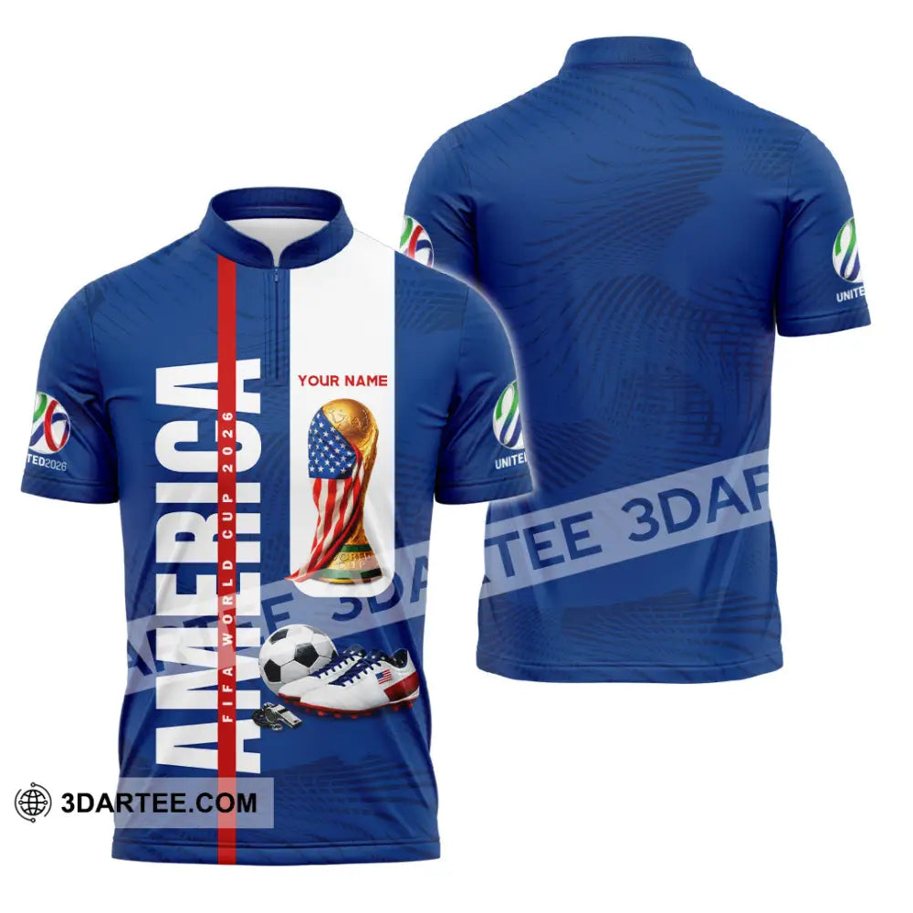Unisex Shirt - Custom America World Cup 2026 3D Shirt Zipper Polo Shirt / S T-shirt