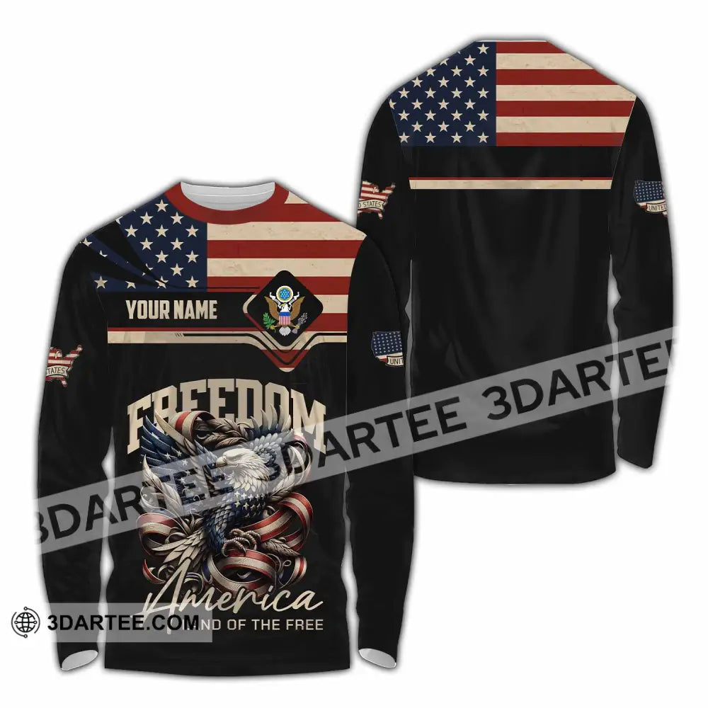 Unisex Shirt - Custom America Land Of The Free 3D Shirt Long Sleeve Shirt / S T-shirt